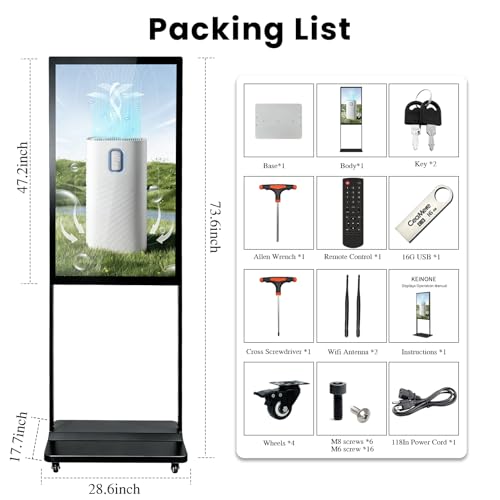 43" Digital Signage Display Kiosk Indoor Floor Standing Advertising Black - size: 43 Inch-Black
