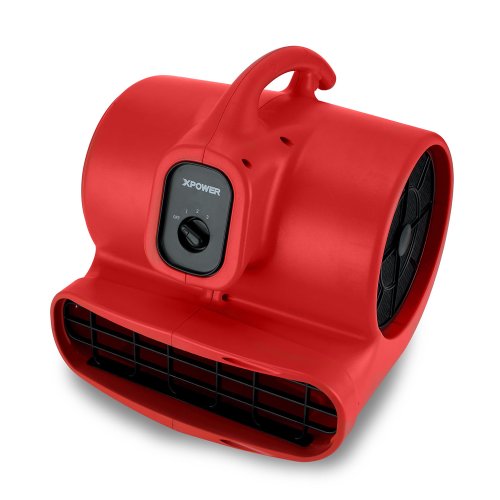 XPOWER X-600A Pro 1/3 HP 2400 CFM Centrifugal Air Mover, Carpet Dryer, Floor Fan, Blower, Daisy Chain, for Water Damage Restoration, Janitorial, Plumbing, Home Use, Red - color: Red, style: Pro X-600A