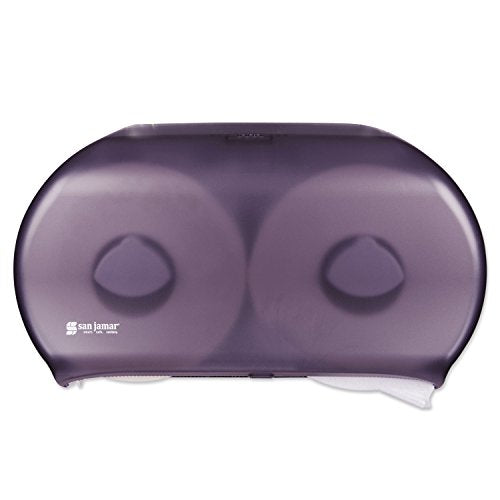 Twin 9" Jumbo Tissue Dispenser, Classic, 19 x 5.25 x 12, Transparent Black Pearl