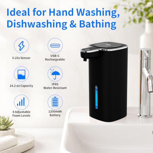 Electric Foaming Soap Dispenser - color: Black