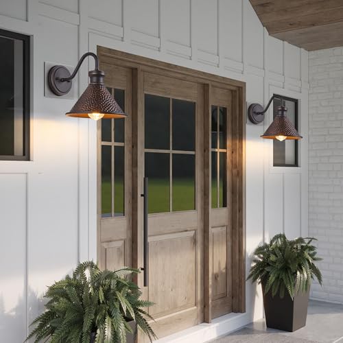 Tarentlight Gooseneck Outdoor Wall Light Fixtures, 2-Pack Farmhouse Barn Lights for Porch, Industrial Oil-Rubbed Bronze Exterior Wall Sconce for Garage, Patio, E26 Base Anti-Rust, Bulb not Included - color: 2 Pack Oil-Rubbed Bronze(Without Photocell)