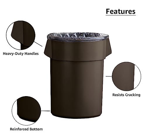 Set of 4 Round Commercial Trash Can 44 Gallon, Industrial Recycling Bin, Durable Garbage Can, Safe Food Container, Ingredient Bin (Brown) - color: Brown
