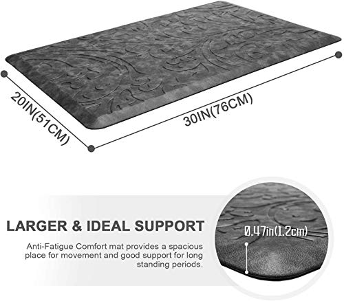 Kitchen Mat Cushioned Anti-Fatigue Comfort Standing Mat Rug for Home,Office - color: Grey, size: 1'8" x 2'6" (Rectangular)