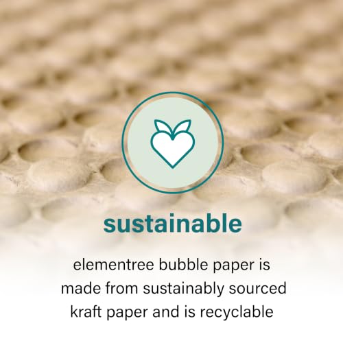 Elementree Paper Bubble Wrap Sheets for Packing, Moving, & Shipping - 24" x 12" x 500' - Eco-Friendly Kraft Bubble Paper - Recyclable Cushioning Wrap - Made in the USA (01942) - size: 24" x 12" x 500' Kraft