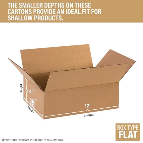 Bundle Of 25 Basic Corrugated Shipping Boxes (12 x 8 x 4") - size: 12 x 8 x 4"