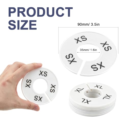 45Pcs Clothing Size Dividers Round Plastic White - color: White-9 Sizes (Xxs-xxxxl)