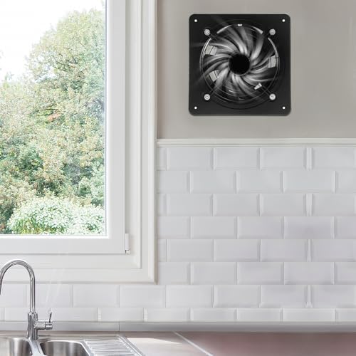 DNYSYSJ 10 Inch High Airflow Exhaust Fan Square Wall Mount 741 CFM - color: Black,10",100W