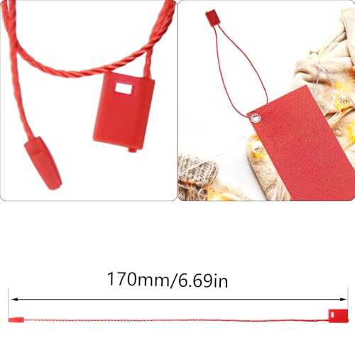 1000Pcs Hang Tag String 7 Inch Nylon String Snap Lock Pin Loop Fastener Hook Ties Easy and Fast to Attach (SZ/Red) - color: Red