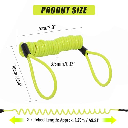 Alarm Disc Lock Spring Reminder Cable, Security Spring Reminder Coil Cable, Portable Motorcycle Reminder Cable, Disc Lock Reminder Cable (Yellow) - color: Yellow