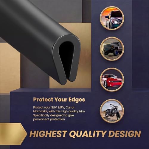 Tondiamo Rubber U Channel Edge Trim, Door Seal Strip - color: Black, size: 10.01 Feet,1/8 Inch