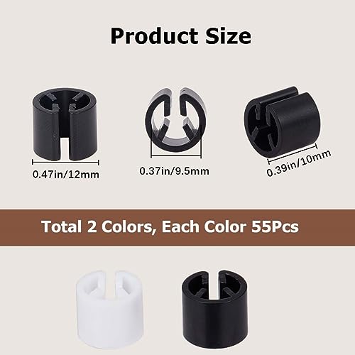 GORGECRAFT 110Pcs Clothes Hanger Markers Blank Tags Garment Hanger Size Markers Assortment Kit Fit 9.5mm Rod for Clothing Snap Number Labels Accessories Color Coding Black White with Storage Box - color: Black, White 110pcs