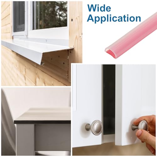 PATIKIL Silicone Weather Stripping Door Seal, 9.8 ft D Shape Weather Stripping Self Adhesive Door Seal Strip for Door Frame, Window Sealing, Large Gap, 15/32" Wx5/128 Tx15/64 H, Clear/Red - size: 9.8 ft Long, 15/32"Wx5/128"Tx15/64"H