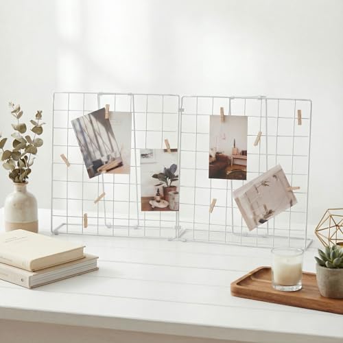 Double-Sided Foldable Desktop Photo Display Board White - color: White