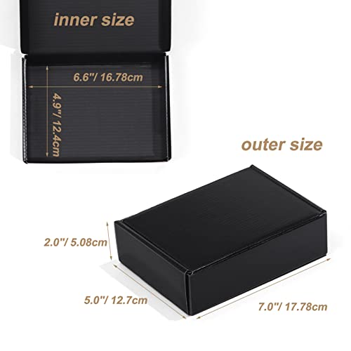 ZBEIVAN 7x5x2 Black Small Shipping Boxes, 20 Packs Corrugated Cardboard Mailer Boxes for Packaging Small Business Mailing Gifts Wrap Boxes with Lids - color: black, size: 7x5x2