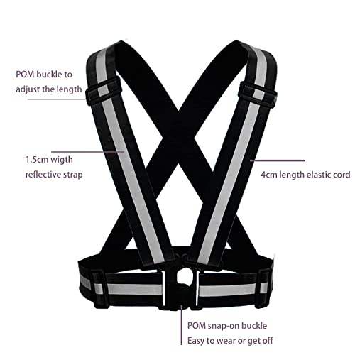 Reflective Safety Vest 2pcs - High Visibility Vest Adjustable Straps for Outdoor Jogging, Cycling, Walking and Riding - color: Black