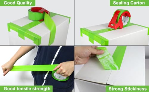 BOMEI PACK Light Green Packing Tape, Heavy Duty Packaging Carton Tape for Shipping Packaing Moving Sealing, 1.88 Inch Wide, 2.5mil Thickness, 60 Yards Per Roll, 6 Rolls - color: light green