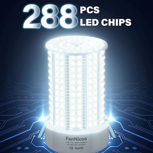 2 Pack 800W Equivalent Led Corn Light Bulb 7800 Lumen Led Bulbs 60W Super Bright 6500K Daylight White E26/E39 Base Corn Light Bulb for Outdoor Indoor Garage Basement Warehouse Workshop Backyard Street - size: 60 Watts