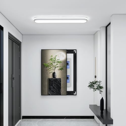 Metal LED Ceiling Light,55W Linear Ceiling Lamp,6500K Cool White Modern Ultra Thin Low Profile Light Fixture for Kitchen, Home & Office Hallway (36.2") - color: White Light(CRI 97+) - B, size: 36.2 Inch