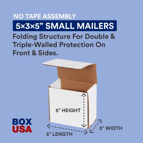 BOX USA Shipping Boxes Small 5"L x 3"W x 5"H, 50-Pack | Corrugated Cardboard Box Mailer for Packing, Moving and Storage 535 - size: 5x3x5