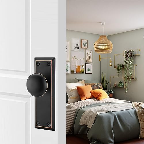 Dummy Door Knob Interior, Inactive Door Knobs for Closet, Antique Bifold Door Knobs Replacement, Single-Side Dummy Old Style Door Handle, Oil Rubbed Bronze, 2 Pack - color: Oil Rubbed Bronze, size: Dummy(2 Pack)