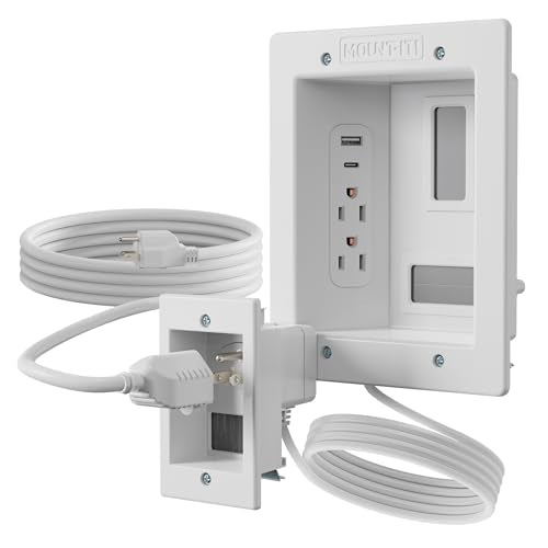 Mount-It in-Wall TV Cable Management Kit, USB-C, Dual Outlet, Cord Hider - style: Dual Outlet + USB – 5ft External / 9ft In-Wall