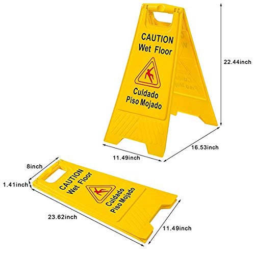 3 Pcs Yellow Caution Wet Floor Sign Sided Fold-Out, Floor Safety Sign, Caution Wet Floor Warning - Slip & Fall Accident Prevention