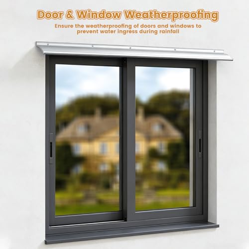 4" Extra-Wide Door Rain Drip Guard, 40" L Heavy Duty Aluminum Window Rain Diverter, Door Rain Deflector with Pre Drilled Holes and Expansion Screws (Silver, 2pcs) - color: Silver