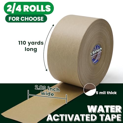 ADHES Water Activated Tape 2.83" x 110yds x 2 Rolls
