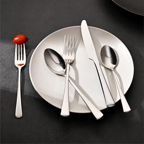 KINGSTONE 18/10 Stainless Steel Flatware, 20-Piece Forged Silverware Set for 4, Mirror Polished Cutlery Set Dishwaher Safe for Home, Restaurant, Wedding, Party - color: Silver, size: 20-Piece
