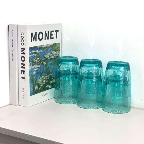 15-Ounce Plastic Tumblers (Set of 6), Reusable Plastic Mugs, BPA-Free Acrylic to Drink Mugs, Shatter Resistant, Textured Interior, Dishwasher Safe (Cyan, 15 Ounce) - color: Cyan, size: 15 Ounce