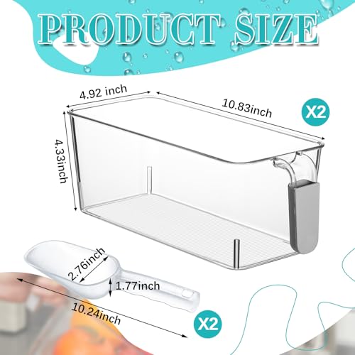 Havawish Ice Storage Bin and Flexible Scoop Set Plastic Freezer Bin - color: Gray, size: 10.83 x 4.92 x 4.33 in, style: Classic