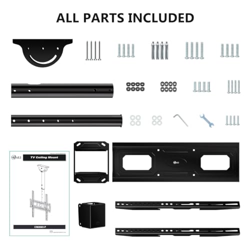 WALI Ceiling TV Mount for Most 26-65 inch LCD LED OLED 4K TVs, up to 99 lbs - color: Black (400x400mm), size: 2 feet