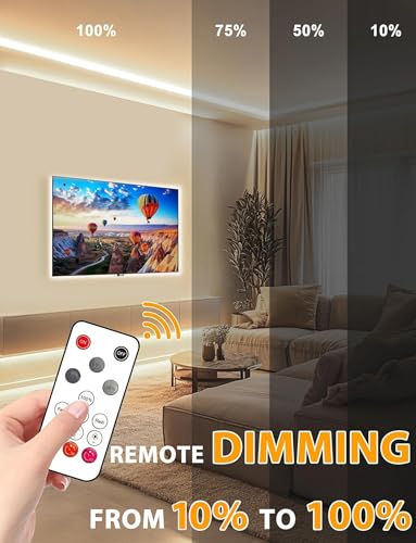 Lamomo COB LED Strip Lights, 16.4Ft Natural White Dimmable Self-Adhesive Led Rope Light with Remote, Flexible Cuttable Waterproof 4000K Silicone Neon Tape Light for Bedroom,Indoor, Cabinet, 10mm Width - color: Natural White, size: 16.4Ft