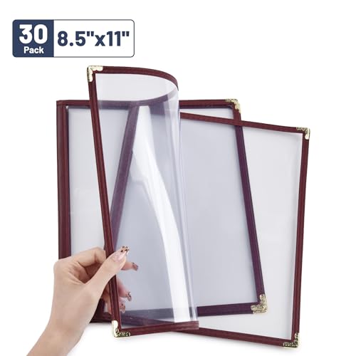 WeChef 30 Pack 8.5" x 11" Restaurant Menu Covers 2 Pages 4 Views PVC