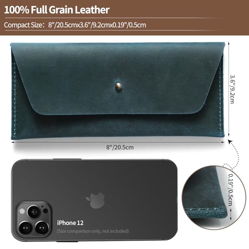 Ringsun Leather Money Cash Envelopes Wallet for Men, Money Bag Pouch Reusable Budget Envelope Wallet, Retro Clutch Wallet, Blue - color: Blue