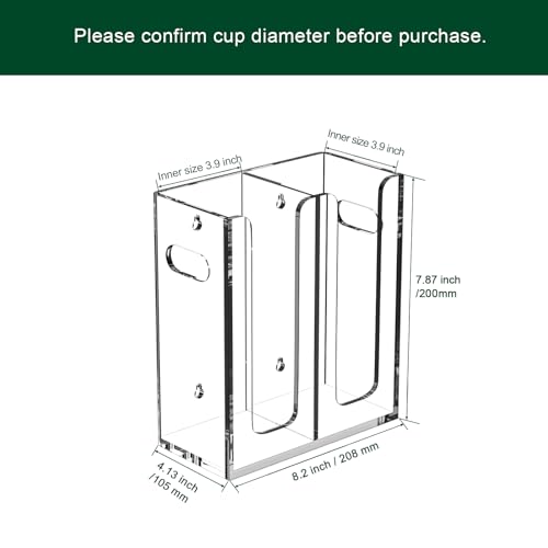 Disposable Coffee Cup Dispenser with Handles, Countertop or Wall Mount Hot/Cold Drink Cup and Lid Holder - Bathroom/Kitchen/Office Acrylic Cup Lid Storage Organizer (2 Compartments, Clear) - color: Clear, size: 2 Compartments