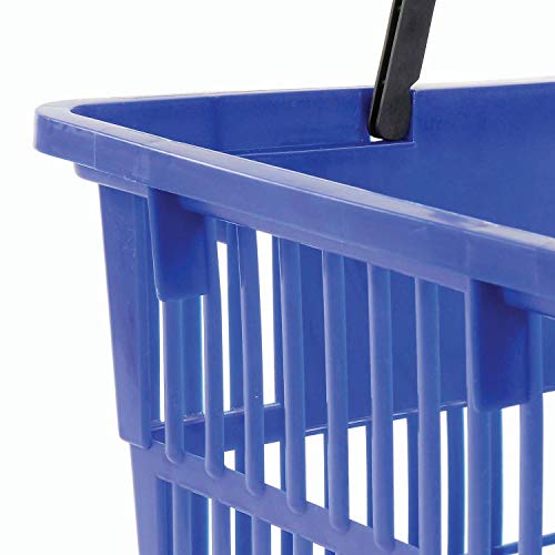 Good L Corp. Plastic Shopping Basket with Plastic Handle, Standard, Blue, 17"L X 12"W X 9"H - Lot of 12