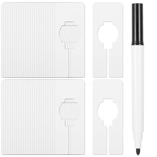 100 Pack Closet Rack Dividers – Rectangular White Plastic Clothing Hanger Dividers with Marker Pen – Writable & Reusable for Sorting by Size, Color, or Category ( 2” x 5”)