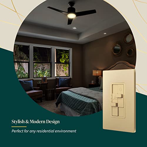 TOPGREENER Ceiling Fan Control and Light Dimmer Switch, 3-Speed, Gold - color: Gold, size: Dimmer Switch with Fan