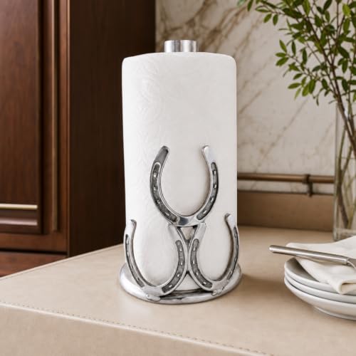 Arthur Court Horseshoe Paper Towel Holder - Decorative Aluminum Equestrian Kitchen Accessory - 12.5 Inch Tall - size: Horseshoe