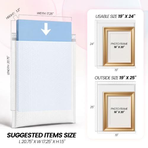 Fuxury Bubble Mailers 19x24" 15 Pack White Large Padded Envelopes - color: White, size: 19x24" 15PC