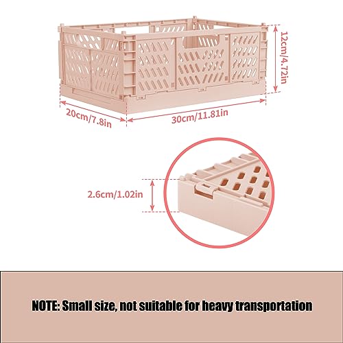 2 Pack Stackable Storage Crates, Plastic Foldable Baskets Small Pink - color: Pink, size: Small: 11.8" x 7.8" x 4.7"