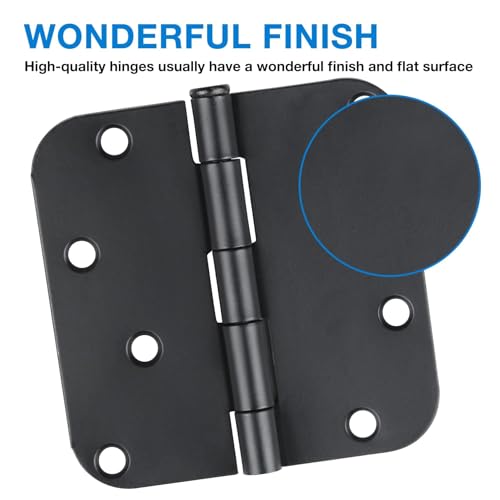 TDCHINGES 42 Pack Matte Black Door Hinges 4 Inch 5/8" Radius Interior Room - color: Matte Black-4 in, size: 42 Pack
