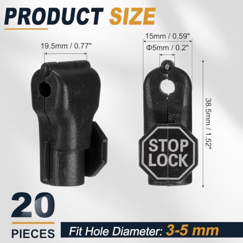 uxcell Pegboard Hook Stop Locks, 5mm Black Display Hook Locks 20Pcs - color: Black, size: 5mm