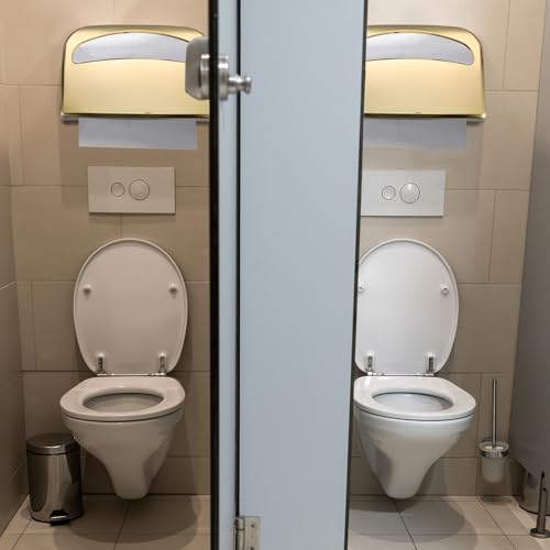 Domensi 2 Pcs Stainless Steel Toilet Seat Cover Dispenser Commercial Toilet Seat Wall Mount Half Fold Cover Holder with Screws for Office Restaurant Home Bathroom School, 16.4 Inch (Gold) - color: Gold