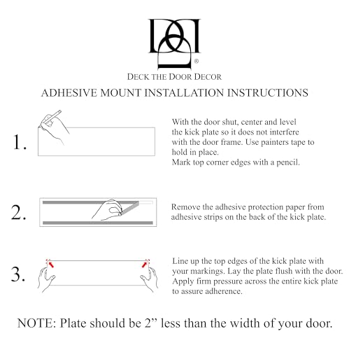 Deck the Door Decor | Door Push Plate - 3M Adhesive Mount - Multiple Sizes & Finishes (Satin Black, 3.5 x 15) - color: Satin Black, size: 3.5" x 15"