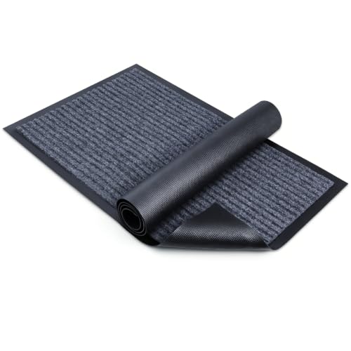 Commercial Floor Mat 4'x5' Grey Heavy Duty Rubber Entrance Rug - size: 4 x 5 feet