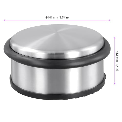 KEILEOHO 4 PCS 1KG Heavy Duty No Drill Floor Door Stopper, Stainless Steel Door Stop with Protective Rubber Bands Anti-Slip, for Office Garage Home - color: Sliver Color