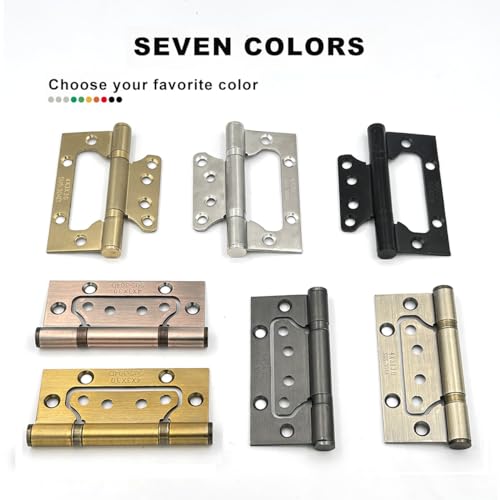 VOLUKA 6 Pack Non-Mortise Door Hinges - Easy to Install, 4" × 3" Stainless Steel Door Hinges - Smooth Movement and Heavy Duty, Bronze - color: Bronze