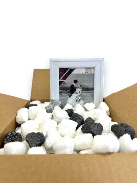 FunPak Plant Based Biodegradable Packing Peanuts 1.5 cu ft Bag Compostable (Black and White Hearts) - color: Black and White Hearts